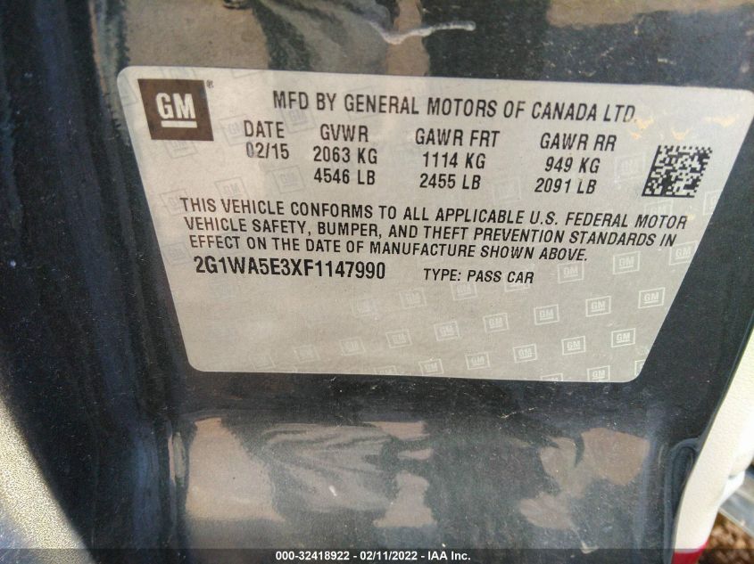 2015 CHEVROLET IMPALA LIMITED LS 2G1WA5E3XF1147990