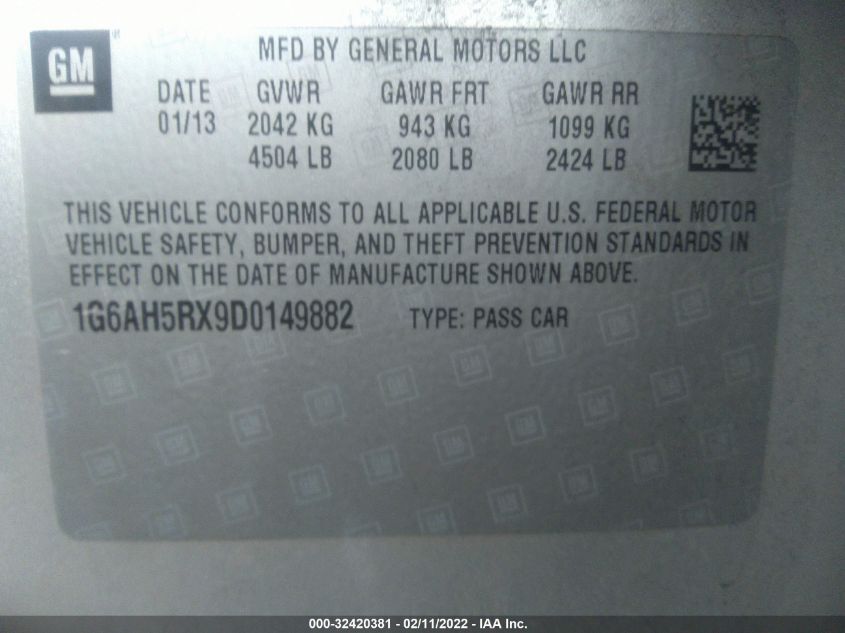 2013 CADILLAC ATS LUXURY 1G6AH5RX9D0149882