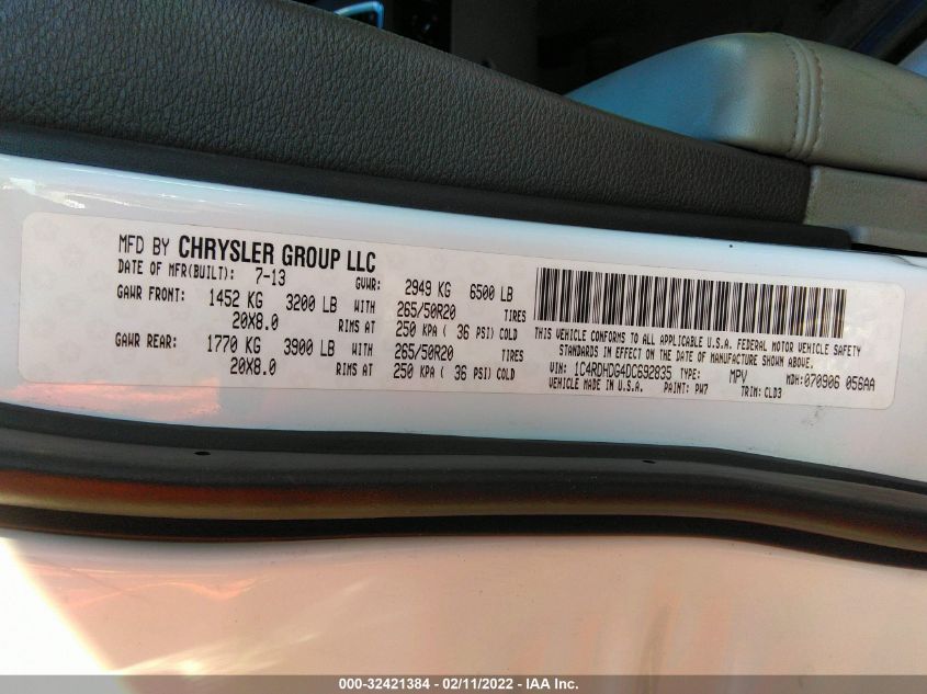 2013 DODGE DURANGO CREW 1C4RDHDG4DC692835
