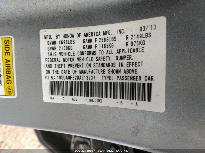 2013 ACURA TL TECH 19UUA8F52DA013737