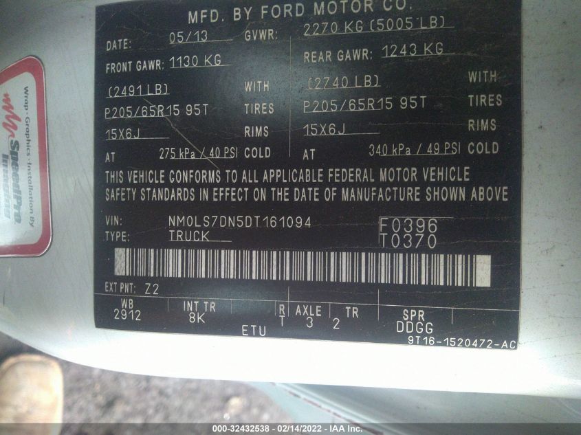 2013 FORD TRANSIT CONNECT XLT NM0LS7DN5DT161094