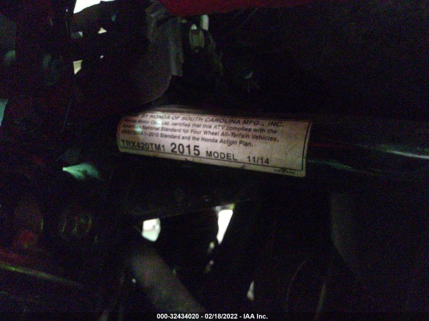 2015 HONDA TRX420 TM 1HFTE3900F4101145