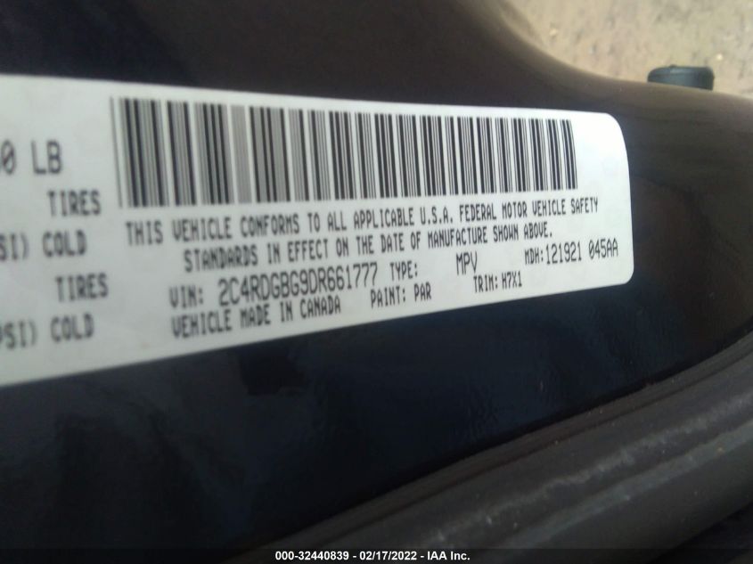 2013 DODGE GRAND CARAVAN SE 2C4RDGBG9DR661777