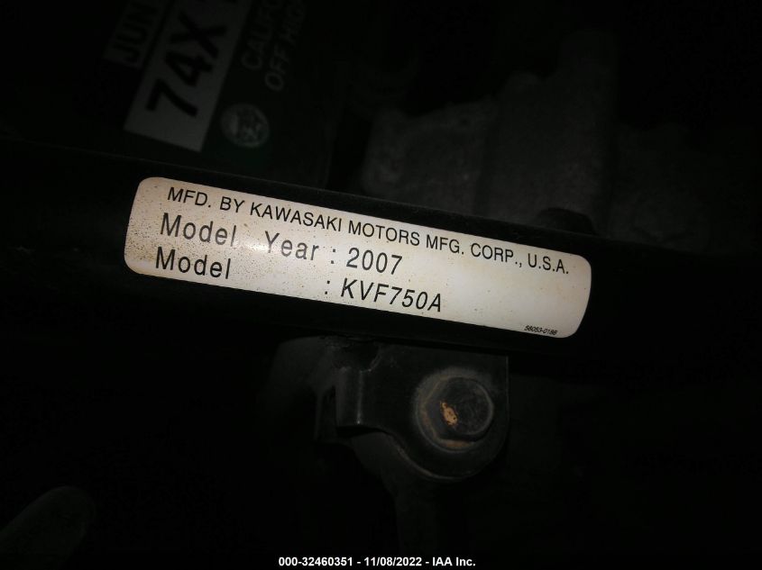 2007 KAWASAKI KVF750 A1 JKAVFDA1X7B530178