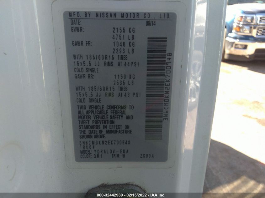 2014 NISSAN NV200 S 3N6CM0KN2EK700948