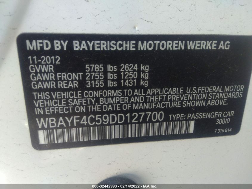 2013 BMW 7 SERIES 740LI XDRIVE WBAYF4C59DD127700