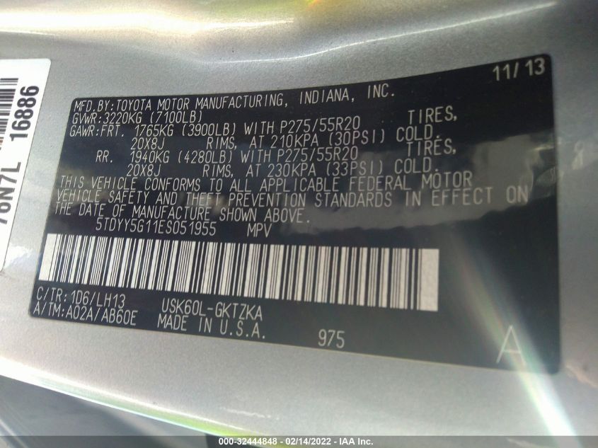 2014 TOYOTA SEQUOIA PLATINUM 5TDYY5G11ES051955