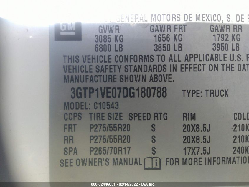 2013 GMC SIERRA 1500 SLE 3GTP1VE07DG180788