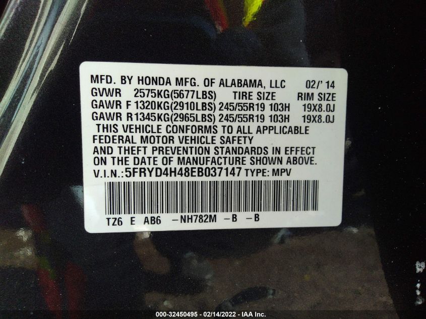 2014 ACURA MDX TECH PKG 5FRYD4H48EB037147