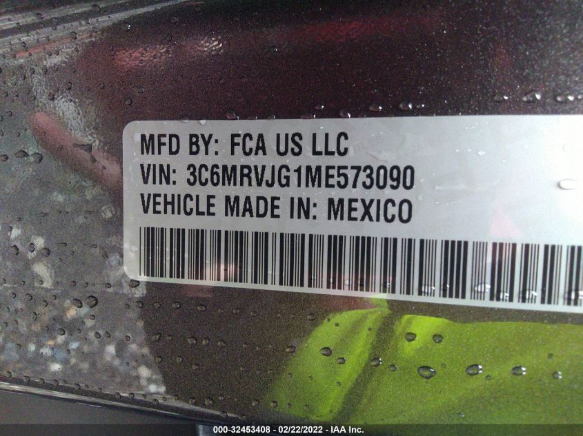2021 RAM PROMASTER CARGO VAN 3C6MRVJG1ME573090