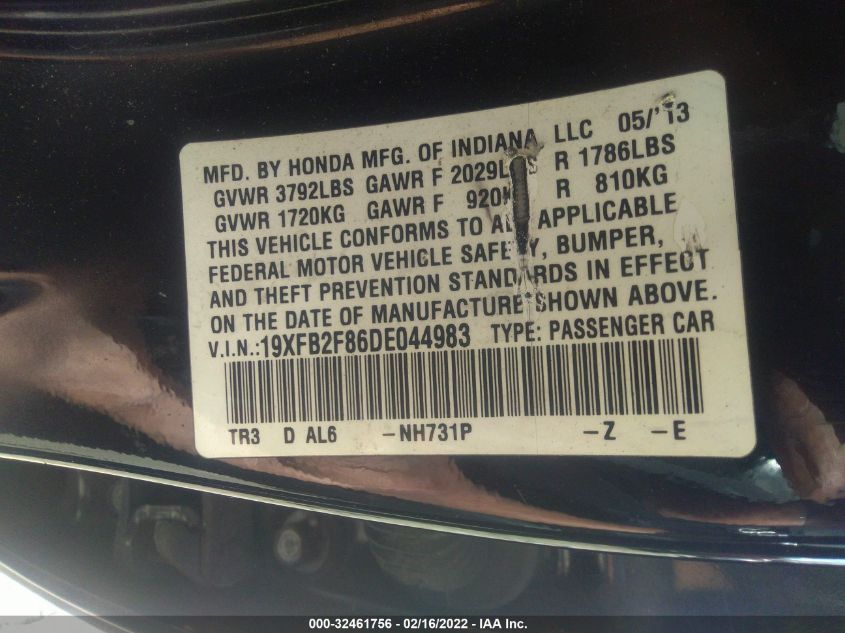 2013 HONDA CIVIC SDN EX 19XFB2F86DE044983