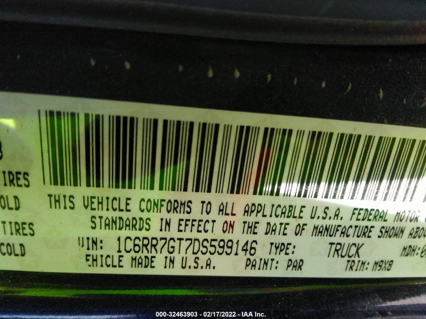 2013 RAM 1500 BIG HORN 1C6RR7GT7DS599146