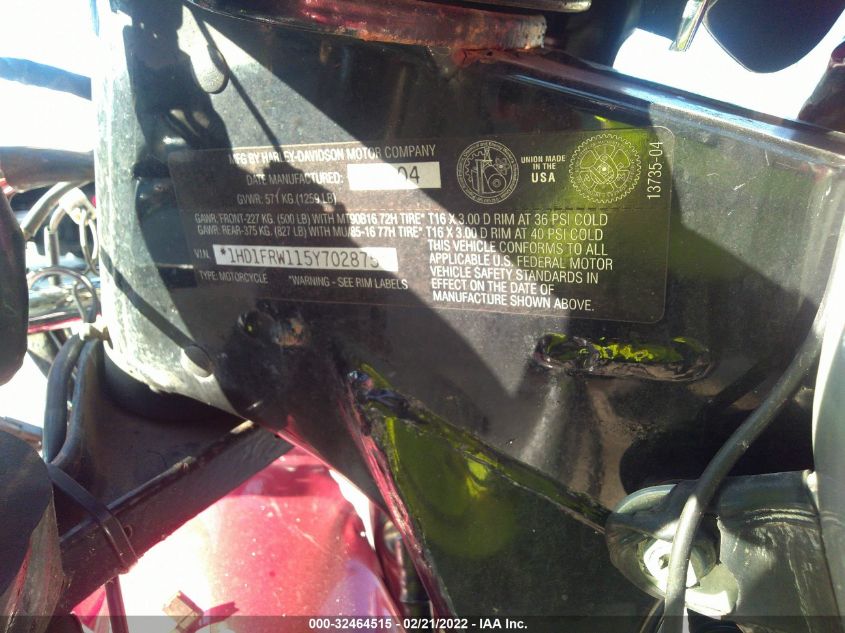 2005 HARLEY-DAVIDSON FLHRCI 1HD1FRW115Y702875