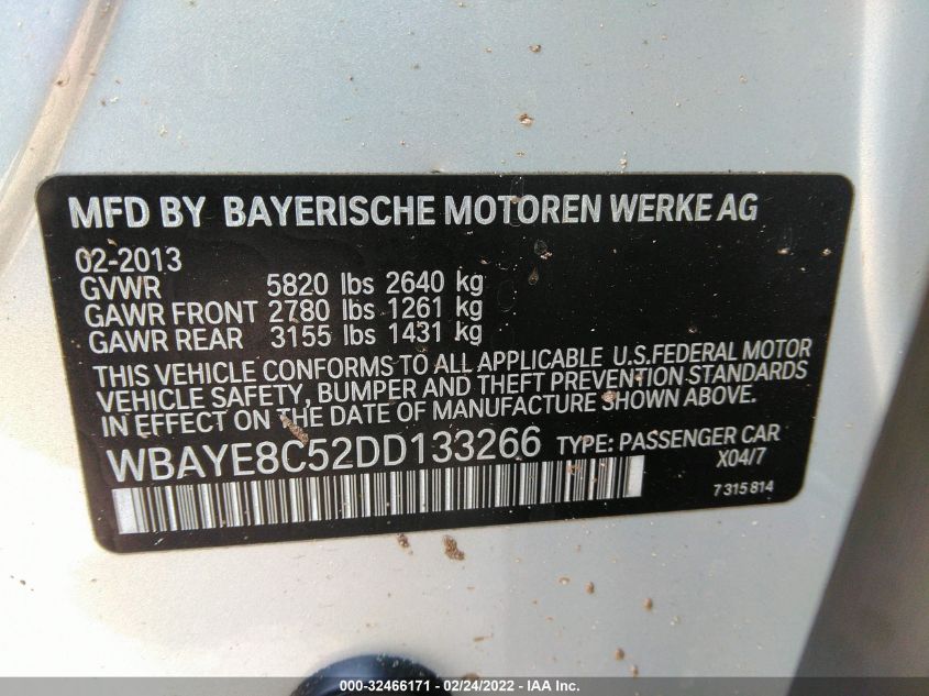 2013 BMW 7 SERIES 750LI WBAYE8C52DD133266
