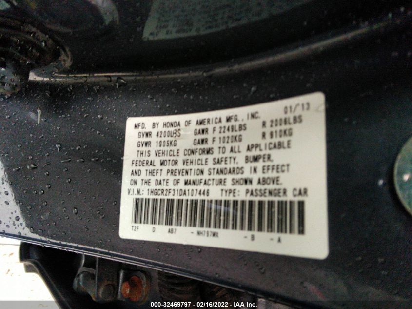 2013 HONDA ACCORD SDN LX 1HGCR2F31DA107446