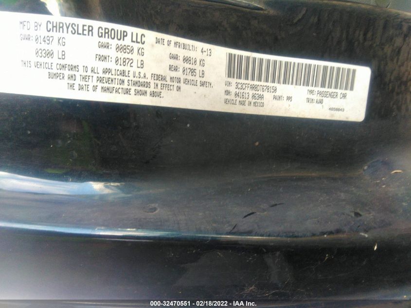 2013 FIAT 500 POP 3C3CFFAR8DT678150