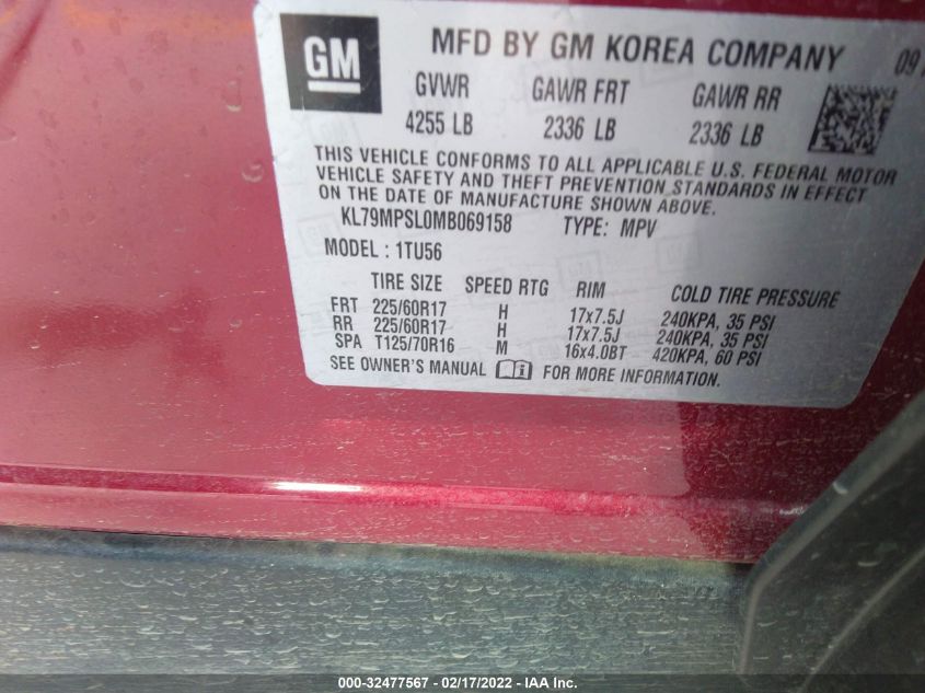 2021 CHEVROLET TRAILBLAZER LT KL79MPSL0MB069158