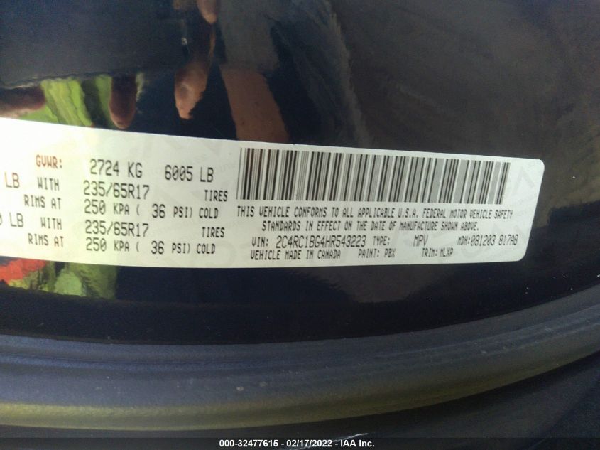 2017 CHRYSLER PACIFICA TOURING-L 2C4RC1BG4HR543223