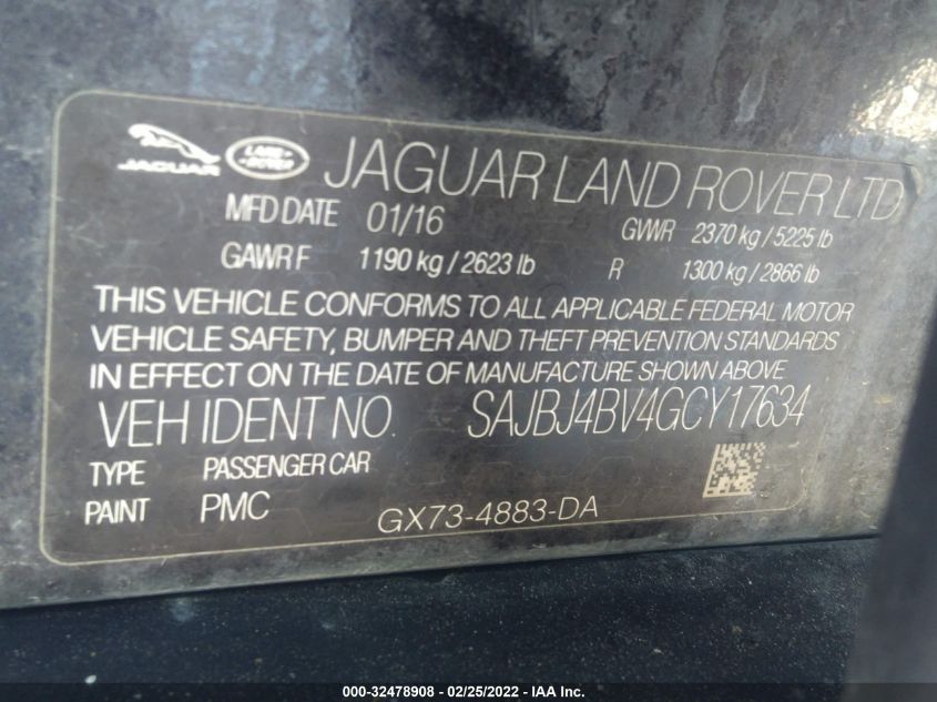 2016 JAGUAR XF 35T PREMIUM SAJBJ4BV4GCY17634