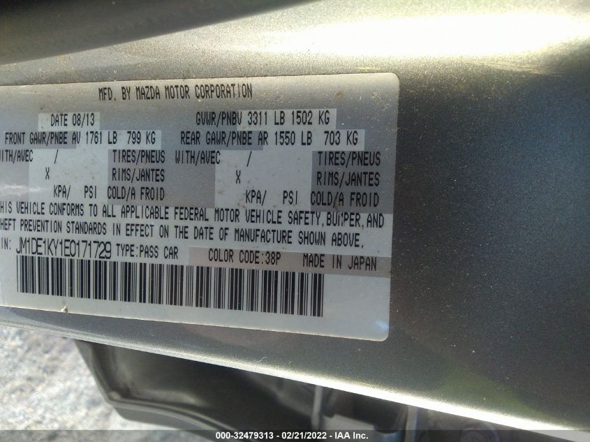 2014 MAZDA MAZDA2 SPORT JM1DE1KY1E0171729