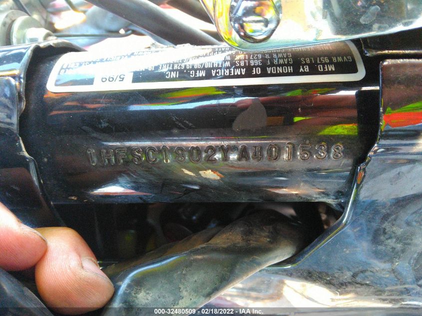 2000 HONDA VT1100 C 1HFSC1802YA401538