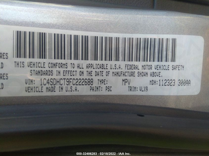 2015 DODGE DURANGO R/T 1C4SDHCT9FC222688