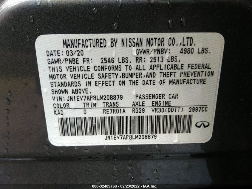 2020 INFINITI Q50 3.0T LUXE JN1EV7AP8LM208879