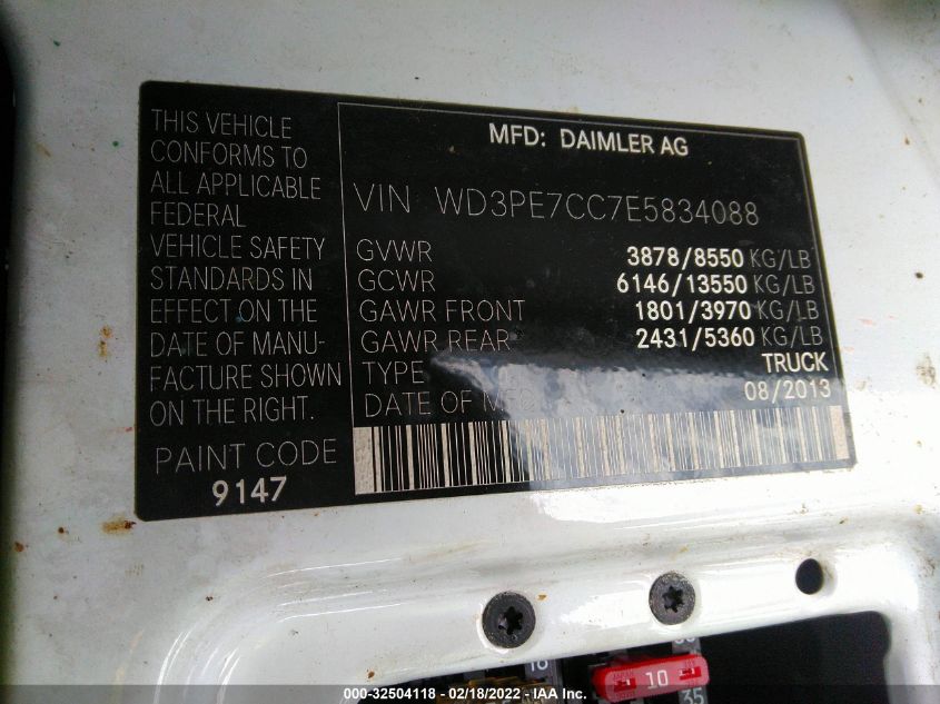 2014 MERCEDES-BENZ SPRINTER CARGO VANS WD3PE7CC7E5834088