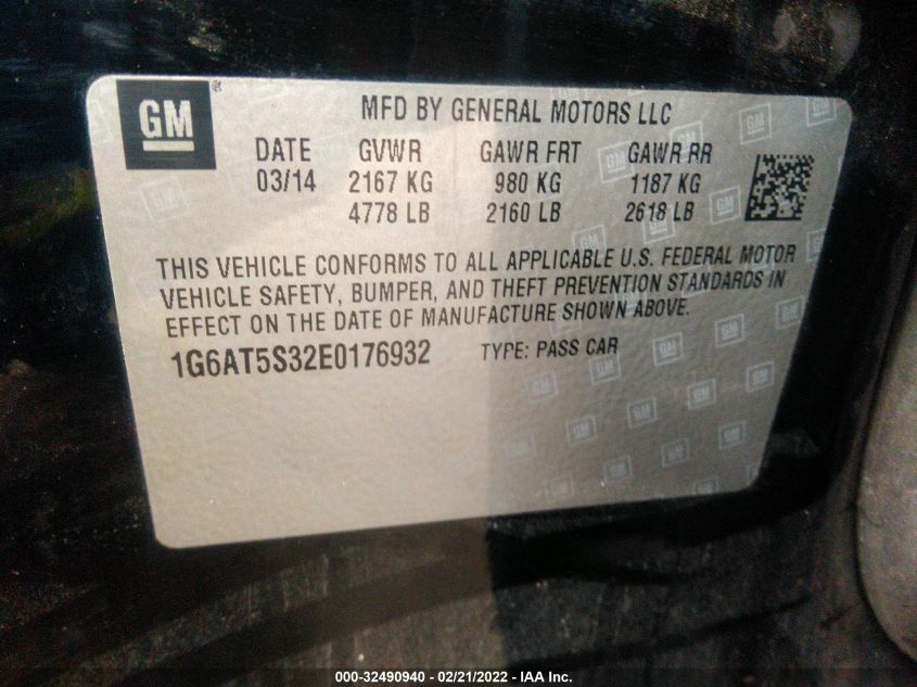 2014 CADILLAC CTS SEDAN PREMIUM RWD 1G6AT5S32E0176932