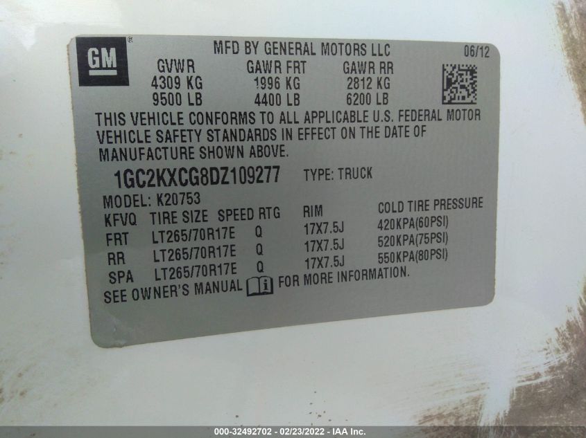 2013 CHEVROLET SILVERADO 2500HD LT 1GC2KXCG8DZ109277