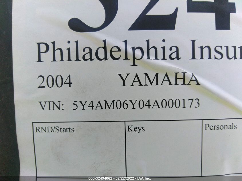2004 YAMAHA YXR660 F - 5Y4AM06Y04A000173