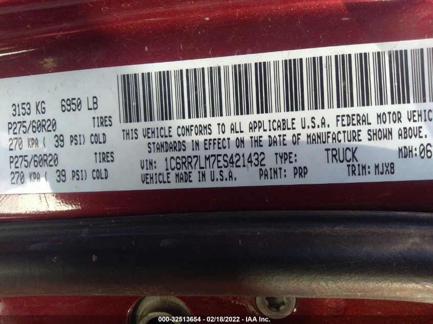 2014 RAM 1500 BIG HORN 1C6RR7LM7ES421432