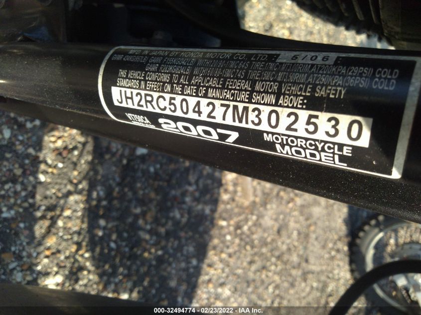 2007 HONDA VT750 JH2RC50427M302530