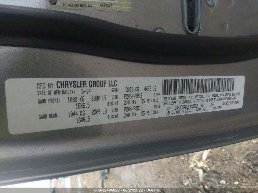 2014 JEEP COMPASS SPORT 1C4NJCBA6ED843582