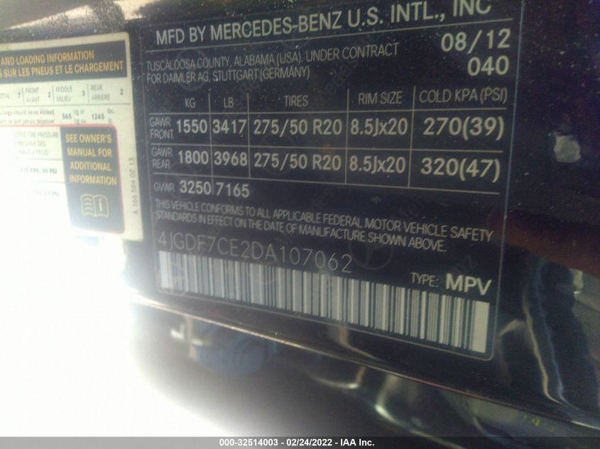 2013 MERCEDES-BENZ GL-CLASS GL 450 4JGDF7CE2DA107062