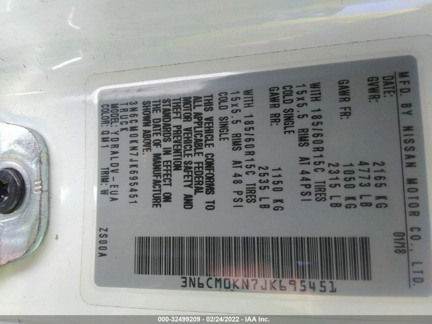 2018 NISSAN NV200 COMPACT CARGO S 3N6CM0KN7JK695451