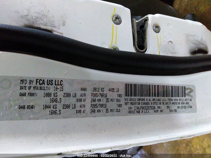 2016 JEEP PATRIOT SPORT 1C4NJPBA3GD575634