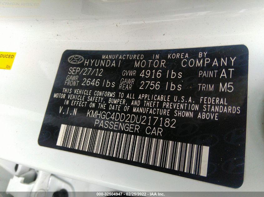 2013 HYUNDAI GENESIS 3.8L KMHGC4DD2DU217182