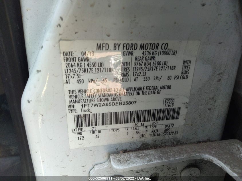 2013 FORD SUPER DUTY F-250 SRW XL/XLT/LARIAT/KING RANCH 1FT7W2A65DEB25807
