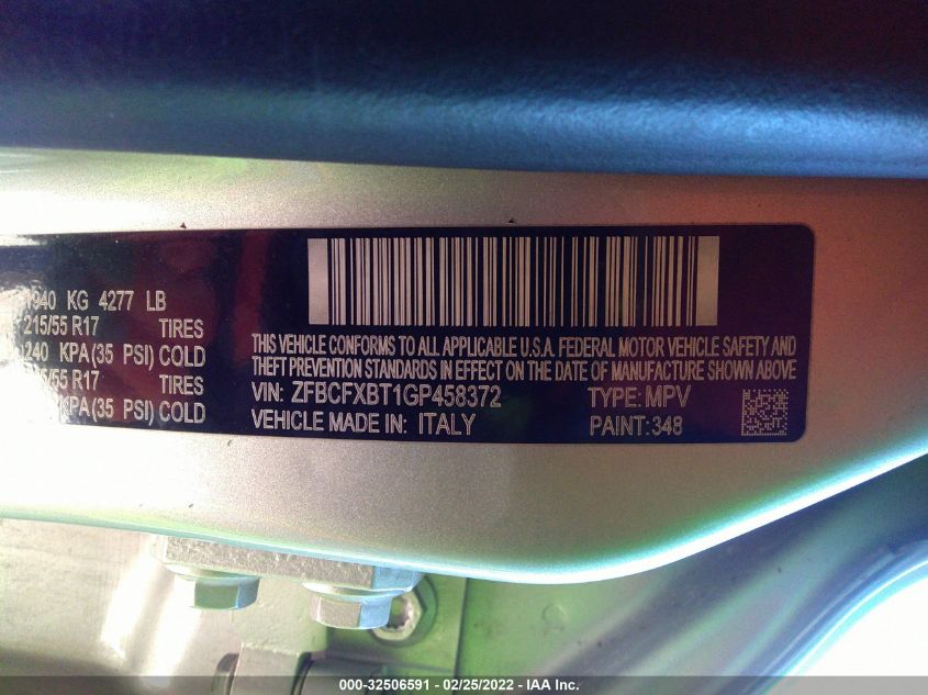 2016 FIAT 500X EASY ZFBCFXBT1GP458372