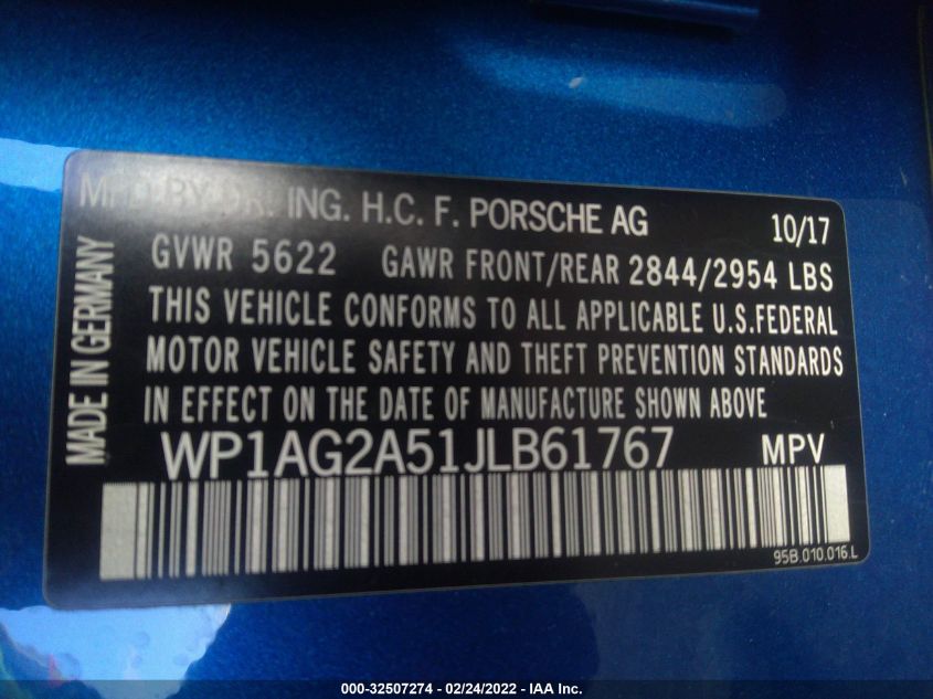 2018 PORSCHE MACAN GTS WP1AG2A51JLB61767