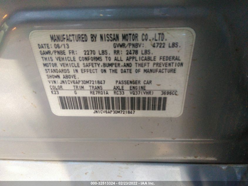 2013 INFINITI G37 SEDAN JOURNEY JN1CV6AP3DM721847