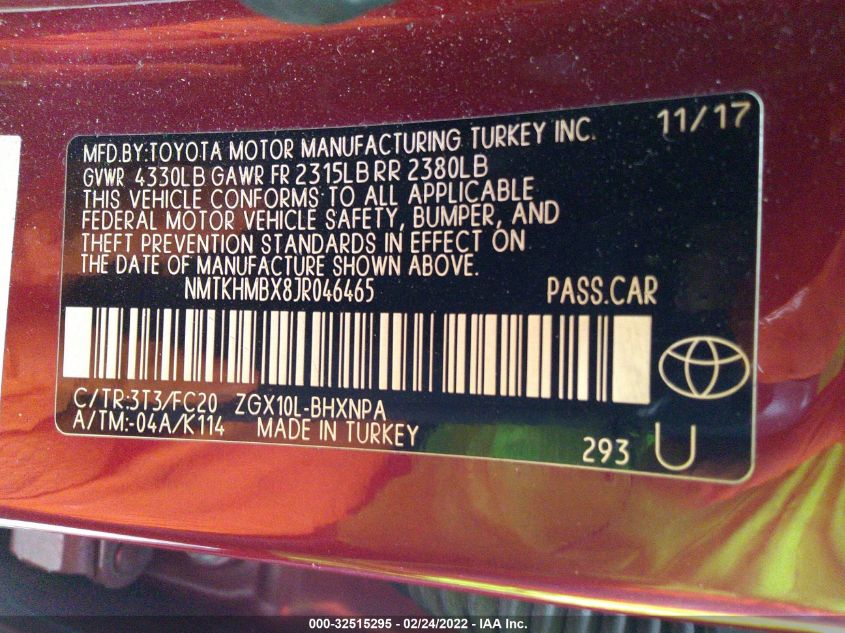 2018 TOYOTA C-HR XLE NMTKHMBX8JR046465