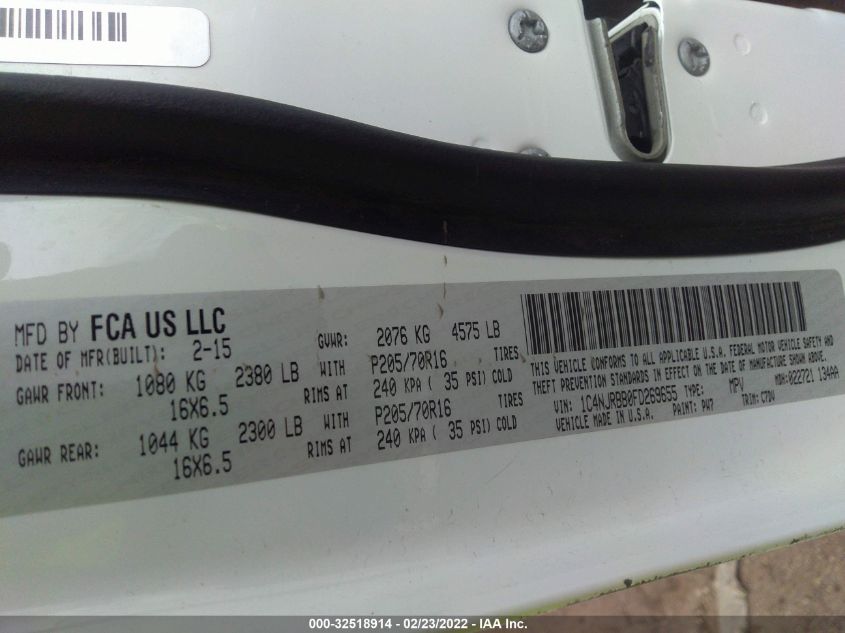 2015 JEEP PATRIOT SPORT 1C4NJRBB0FD269655