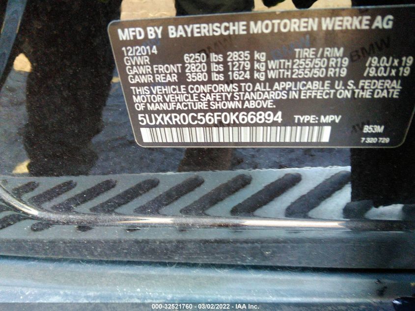 2015 BMW X5 XDRIVE35I 5UXKR0C56F0K66894