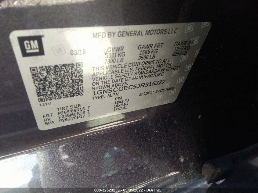 2018 CHEVROLET SUBURBAN LS 1GNSCGEC5JR315327