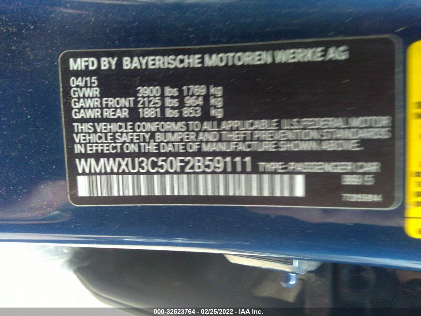 2015 MINI COOPER HARDTOP 4 DOOR S WMWXU3C50F2B59111