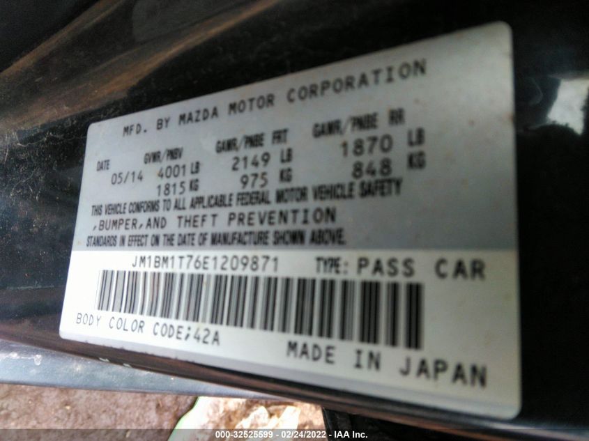 2014 MAZDA MAZDA3 I SV JM1BM1T76E1209871