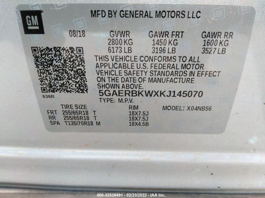 2019 BUICK ENCLAVE ESSENCE 5GAERBKWXKJ145070