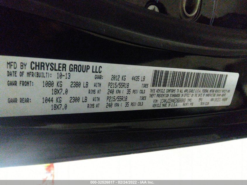 2014 JEEP COMPASS HIGH ALTITUDE 1C4NJCEA4ED666803